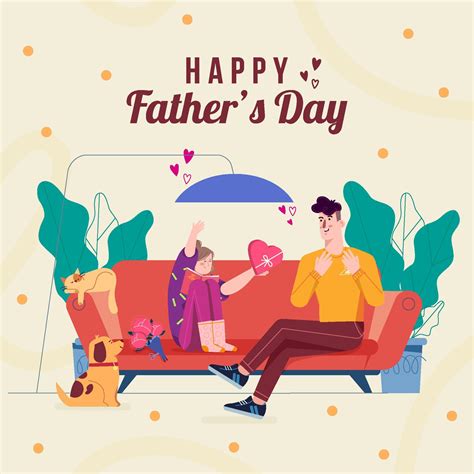 Daughter Gives Gift To Dad On Father's Day 7363993 Vector Art at Vecteezy