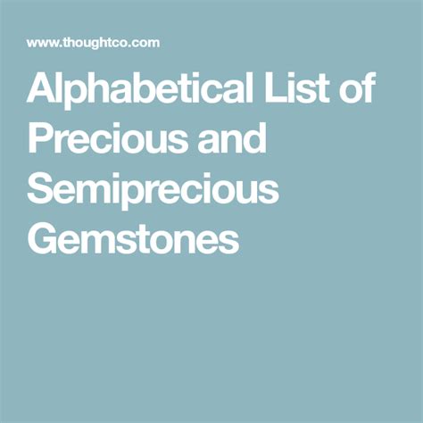 Alphabetical List Of Precious And Semiprecious Gemstones Semi