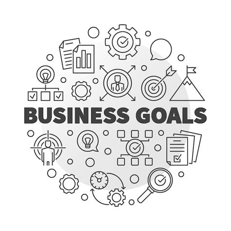 Premium Vector Business Goals Round Icons In Outline Style