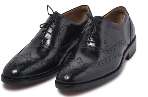 Mens Black Oxford Brogue Wingtip Genuine Leather Shoes Leather Skin