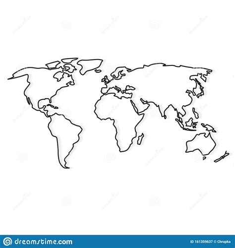 Black Abstract Outline Of World Map Stock Vector Illustration Of Asia