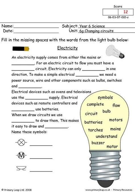 Physical Science Electricity Worksheet