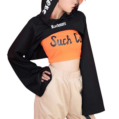 Harajuku Sweatshirt Women Letter Crop Top Hoodies Streetwear Woman