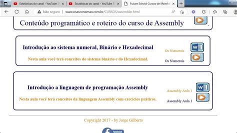 Conteúdo Programático E Roteiro Para O Curso De Assembly Youtube