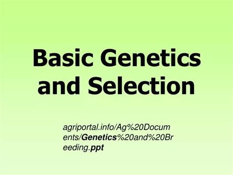 Ppt Basic Genetics And Selection Powerpoint Presentation Free