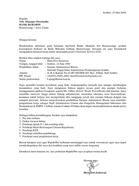 Contoh Surat Lamaran Untuk Magang Bakti Bca - Kumpulan ...
