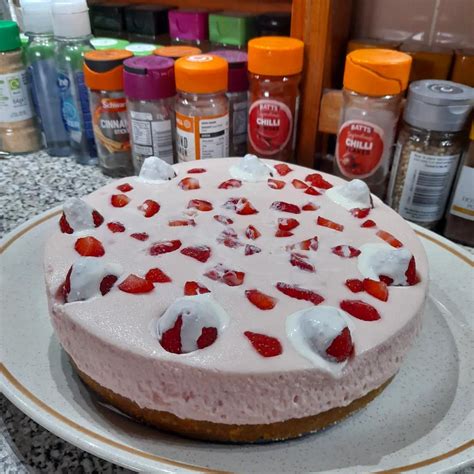 angel delight strawberry cheesecake i made today r foodporn