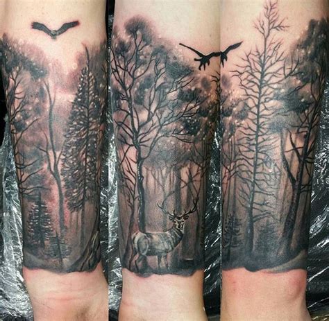 Tattoo Forest Deer Forearm Nature Tattoo Sleeve Wrist Tattoos For