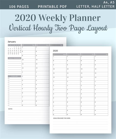 Hourly Weekly Calendar 2020 Printable Example Calendar Printable
