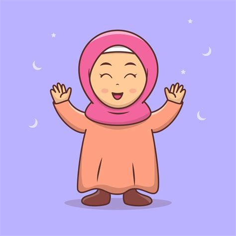 cute girl hijab happy face illustration muslim girl with hijab cartoon premium vector 6698849