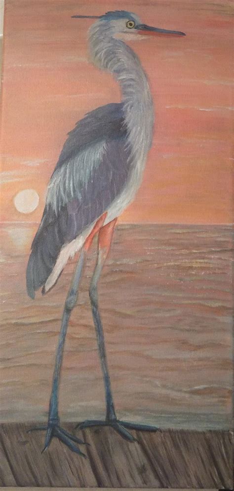 Blue Heron At Sunset In Acrylic This Weekends Project Painting