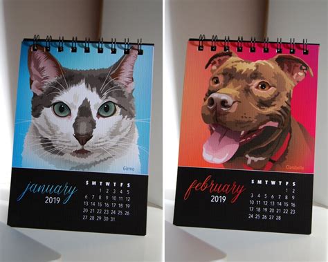 Dog And Cat Desk Calendar 5x7 2021 Flexible Dates Animal Etsy