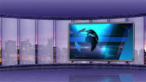 News Tv Studio Set 62 Virtual Green Screen Background Loop Stock Video