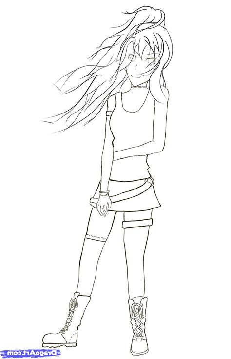Female Anime Body Poses For Drawing Sketch Coloring Page