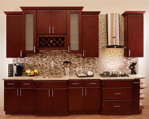 Do not put a backsplash behind your fridge unless you can clearly see that wall. Amazing Cherry Wood Cabinets #4 Kitchen Backsplash Cherry ...