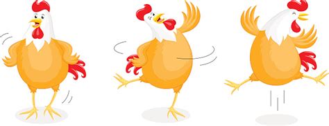 Set Of Happy Chicken Dancing Stock Illustration Download Image Now