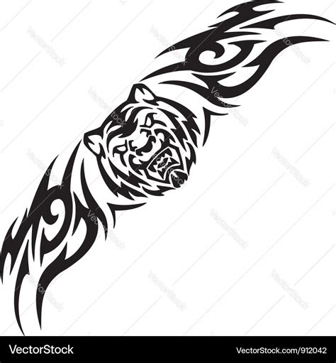 Tiger And Symmetric Tribals Royalty Free Vector Image