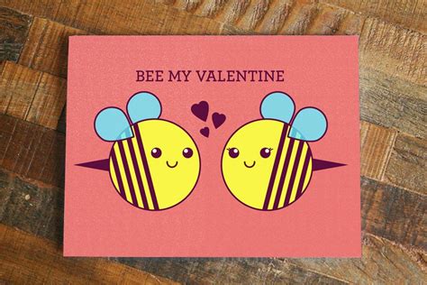 Valentines Day Card Bee My Valentine Cute Bees