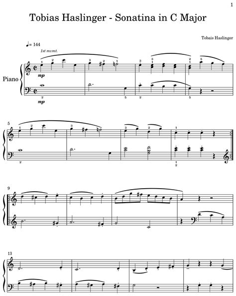 Tobias Haslinger Sonatina In C Major Sheet Music For Piano
