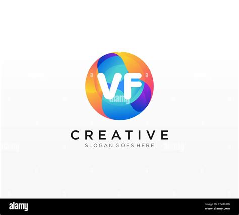Vf Initial Logo With Colorful Circle Template Stock Vector Image And Art
