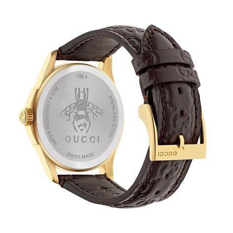Gucci G Timeless Signature Yellow Gold Dark Brown Dial Watch Jr