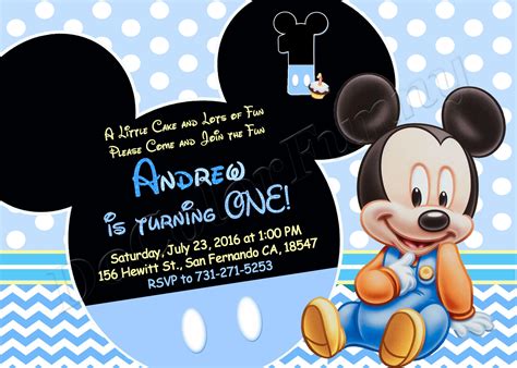 Baby Mickey Mouse Invitation Baby Mickey Mouse First Birthday Etsy