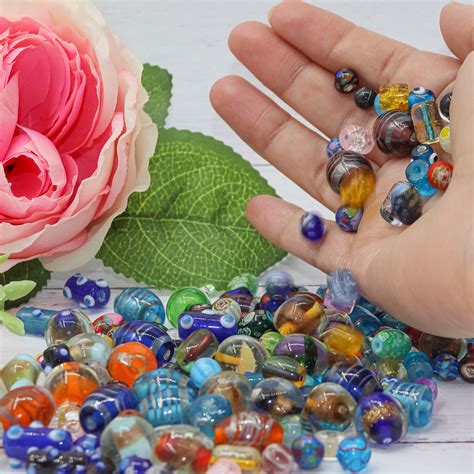 60 Random Assorted Lampwork Glass Beads For Jewelry Making Etsy
