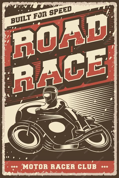 Premium Vector Retro Vintage Classic Motorcycle Road Race Poster