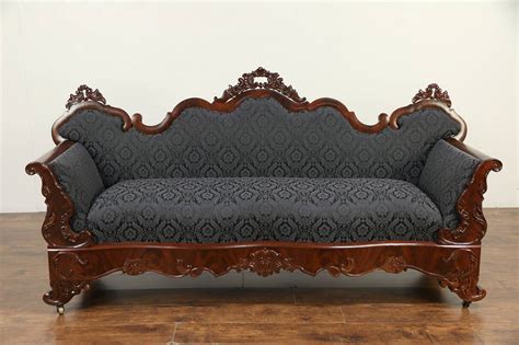 victorian to empire antique 1840 carved mahogany sofa new upholstery 30148 leather living