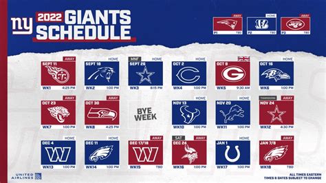 Giants Printable Season Schedule Ncaa Football Schedule