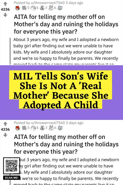 Mil Tells Son S Wife She Is Not A Real Mother Because She Adopted A