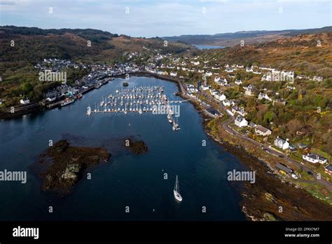 Aerial View Of Tarbert Harbour Kintyre Peninsula Argyll Scotland