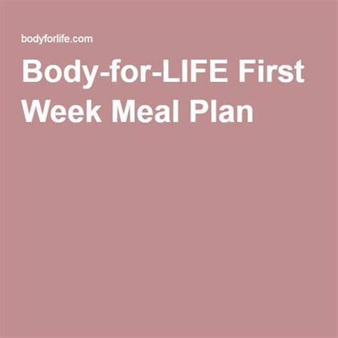 Body For Life First Week Meal Plan One Week Meal Plan Meal Planning