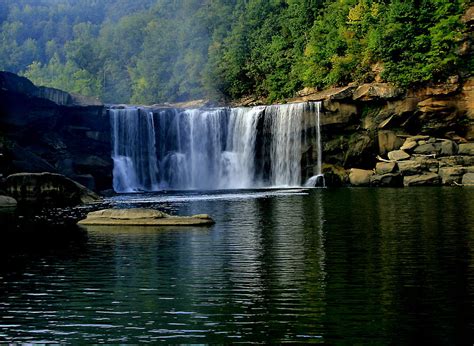 At 62 feet high, cumberland falls is an impressive sight during the day, but it's even more magical under a full moon. Cumberland Falls In Summer Photograph by Matthew Winn