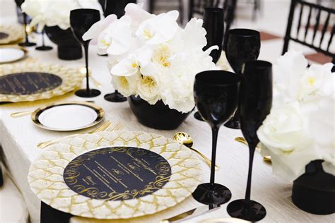 Black Gold And White Table Setting
