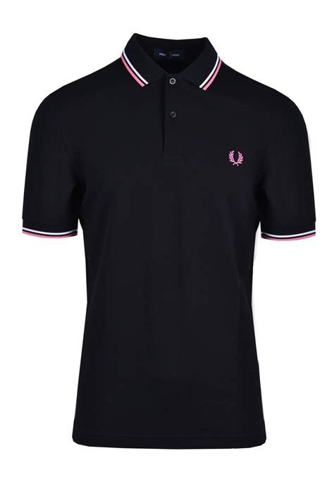 fred perry twin tipped polo shirt black white pink fizz m3600