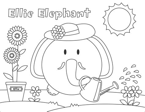 Coloring pages are funny for all ages kids to develop focus, motor skills, creativity and color recognition. Ellie Elephant #bumpidoodle coloring page #coloringpage ...