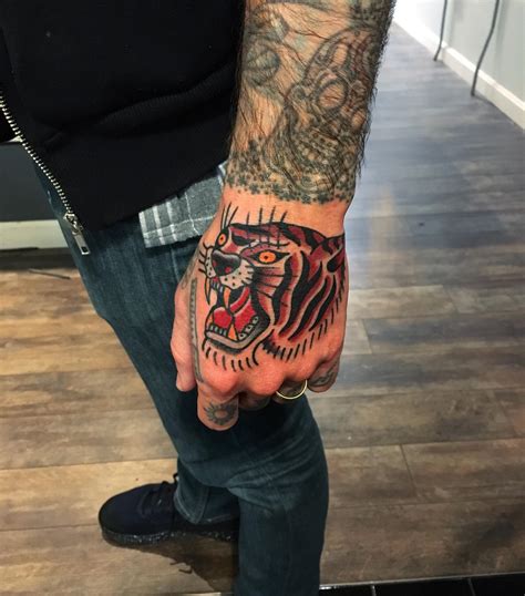 Tiger Hand Tattoo By Me Nicholas Adam Visible Ink Malden Ma Traditionaltattoos