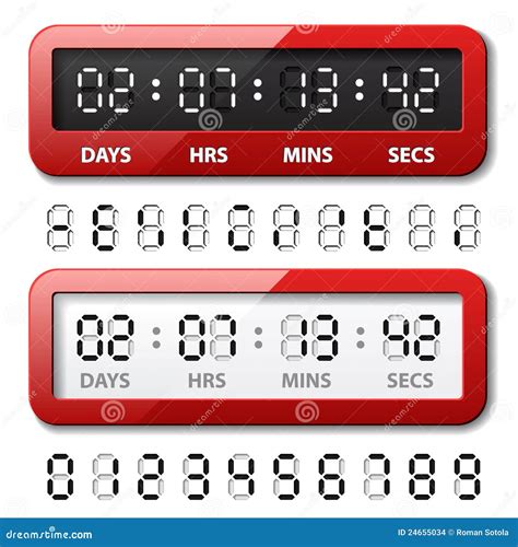 Red Mechanical Counter Countdown Timer Stock Vector Illustration Of