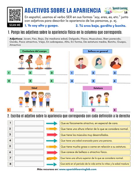 Adjetivos Sobre La Apariencia En Español Ejercicios En Pdf