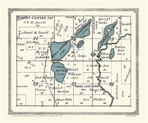 Plat Map Genessee Crooked Lakes 1891 Interior Elements