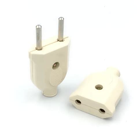 1pc Eu European 2 Pin Ac Electric Power Male Plug Female Socket Outlet