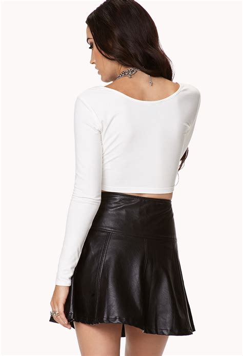 Lyst Forever 21 Long Sleeve Crop Top In White