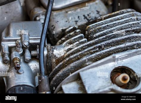 Motor Bike Detail Engine Block Metal Parts Of Motorcycle Stock Photo