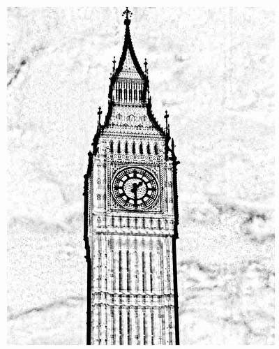 Dibujos del Big Ben de Londres para imprimir y pintar | Colorear imágenes