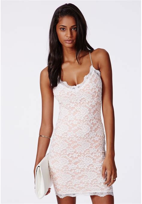 Missguided Ciara Lace Strappy Mini Dress White 44 Missguided