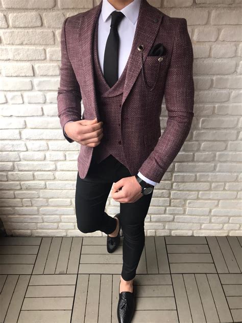 Lynden Burgundy Slim Fit Suit Bespoke Daily