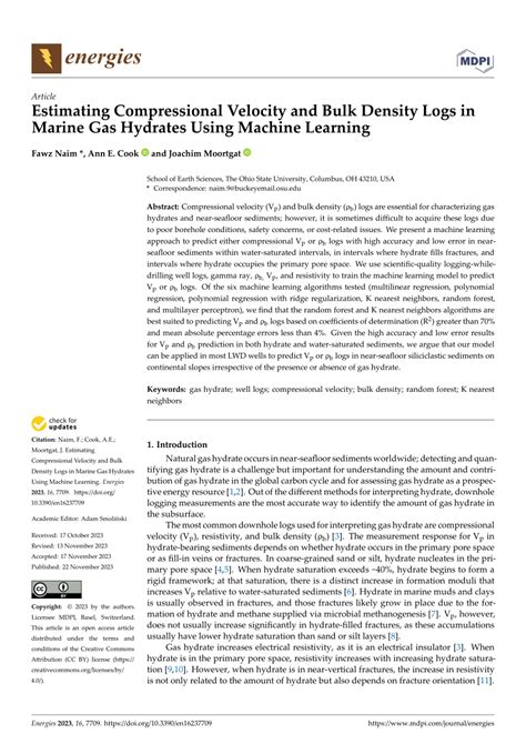 Pdf Estimating Compressional Velocity And Bulk Density Logs In Marine