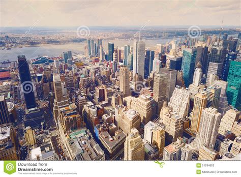 New York City Manhattan Skyline Aerial View Stock Image Image Of