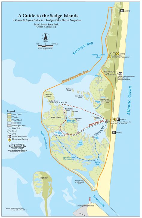 Island Beach State Park Canoe And Kayak Map Barnegat Bay Nj Mappery